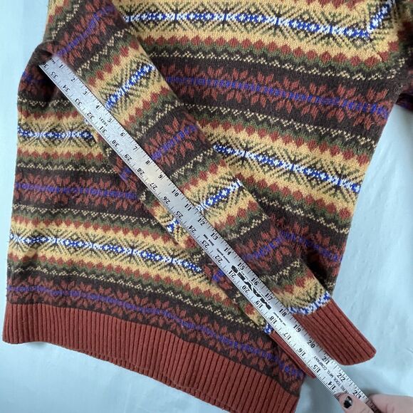 VTG O'Hanlon Mills Sweater Knit LambsWool Blend FairIsle Multi MENS SIZE LARGE - Picture 5 of 9